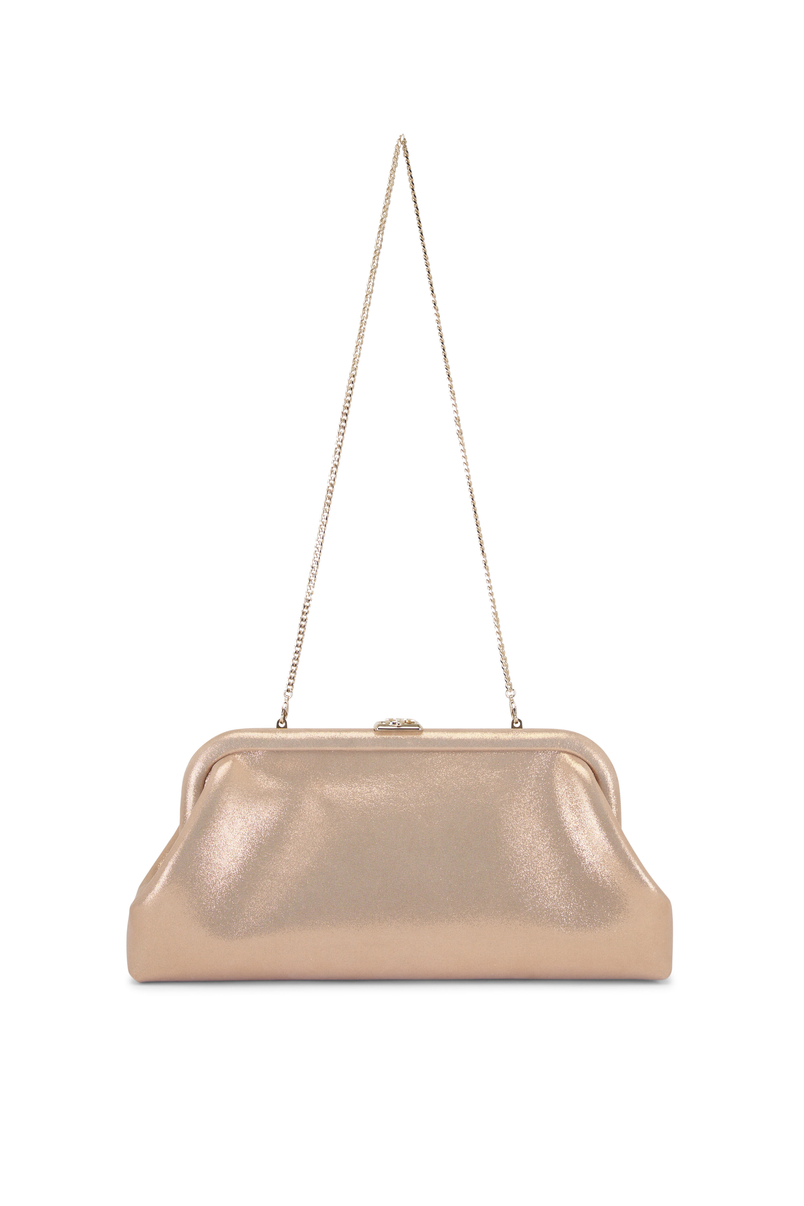 Jimmy Choo - Skylar Light Gold Shimmer Suede Clutch