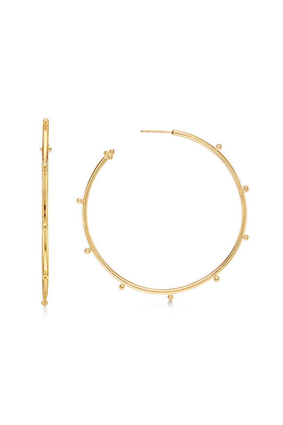 Temple St. Clair 18k Gold Large Granulated Hoops - view 2