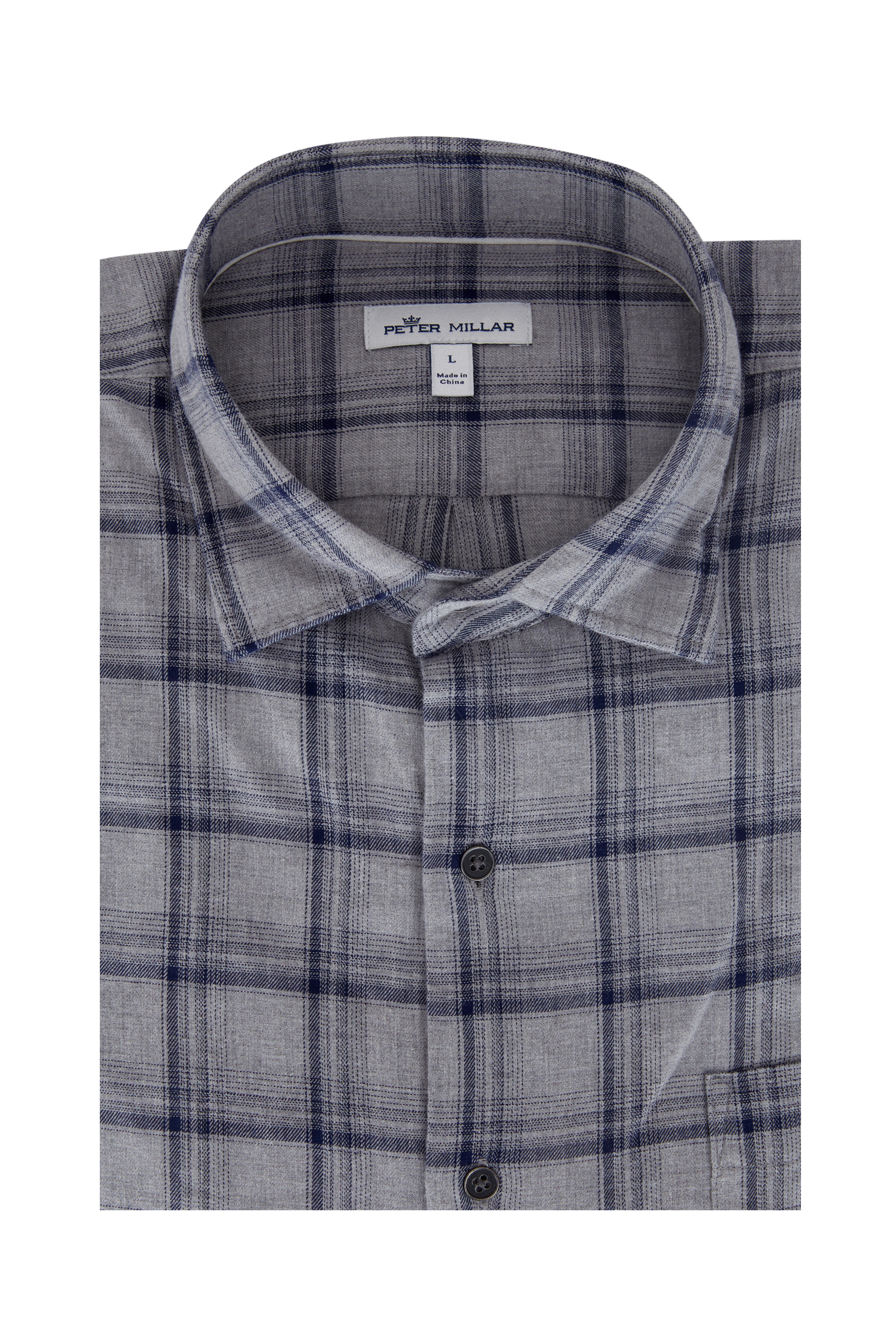 Peter Millar - Laval Gray Cotton Sport Shirt