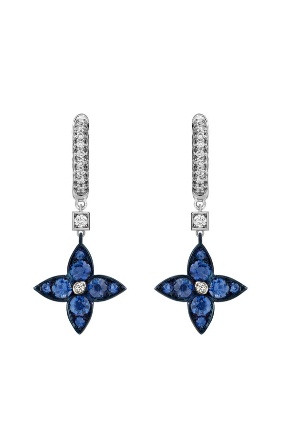Mariani 18k White Gold Diamond & Sapphire Star Earring