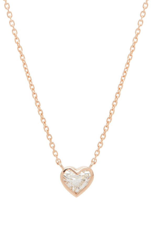 Kai Linz - 18K Rose Gold Bezel Diamond Heart Necklace