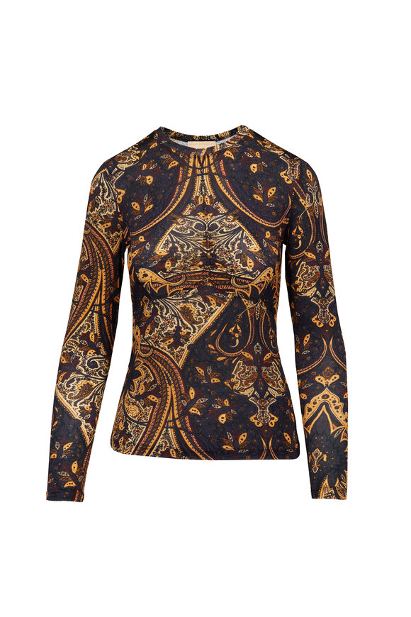 Ulla Johnson Neri Paisley Long Sleeve Jersey Top - view 1