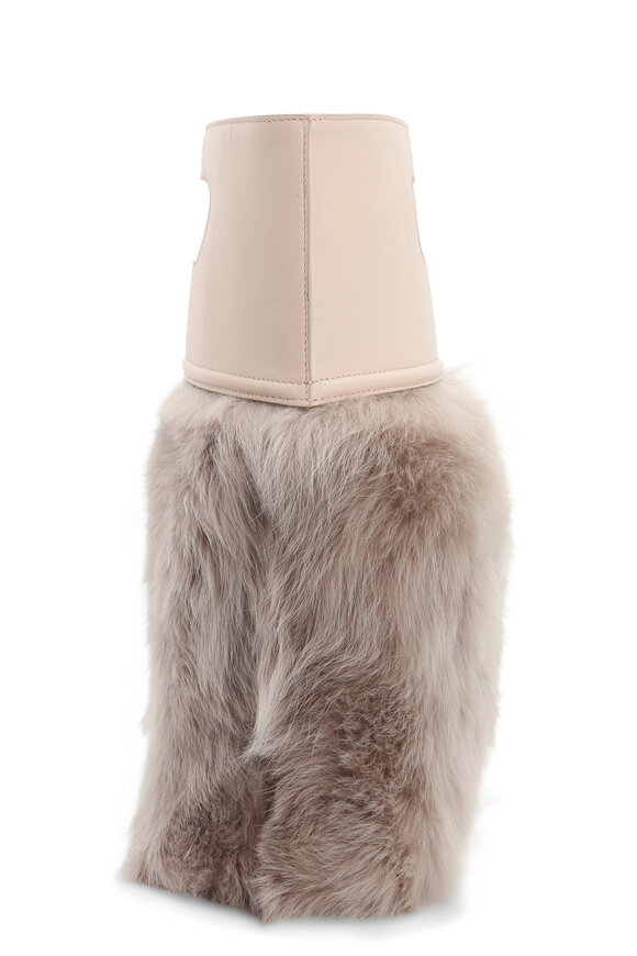 Agnona - Nude Leather & Mixed Fur Tote