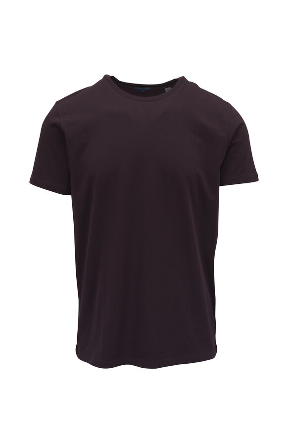 Patrick Assaraf Basic Burgundy Crewneck T-Shirt