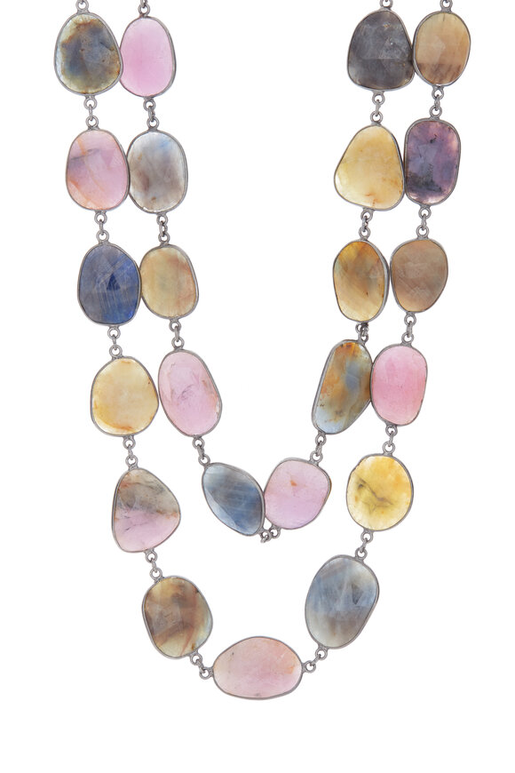 Loriann - Multicolor Large Organic Sapphire Necklace 