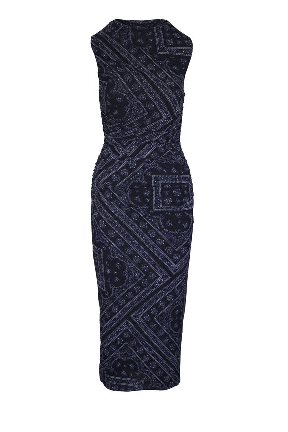Veronica Beard Rubelle Navy Paisley Print Midi Dress - view 1