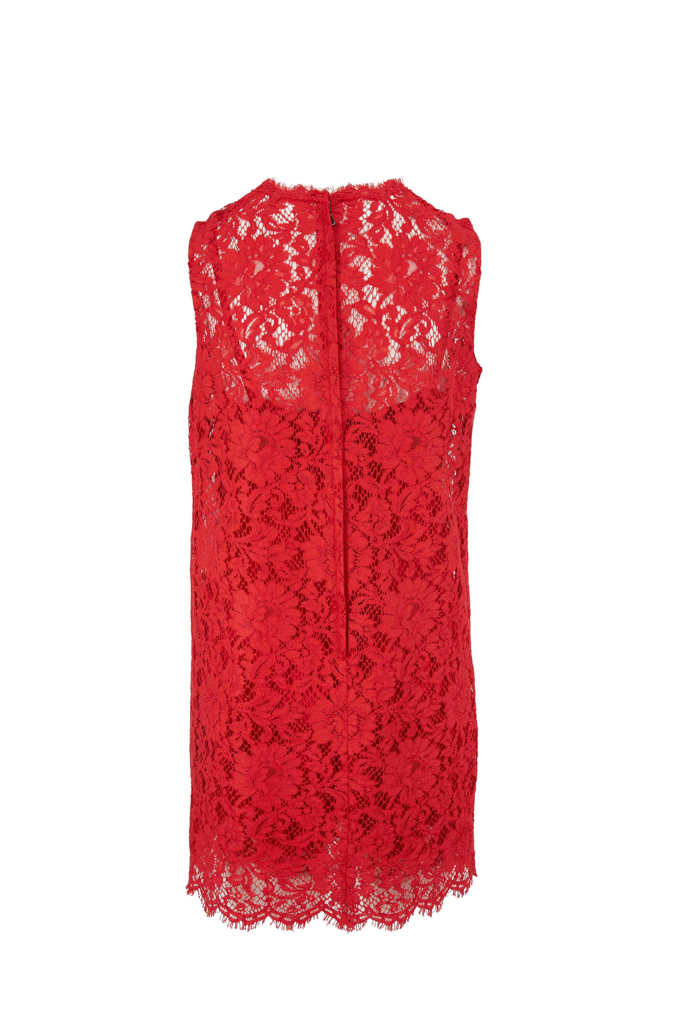 Dolce & Gabbana - Red Lace Sleeveless Mini Dress