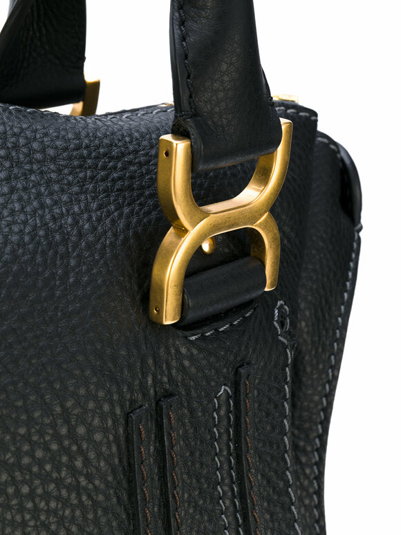 Chloé - Marcie Black Textured Leather Large Shoulder Bag