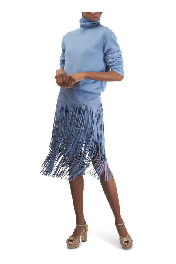 Michael Kors Collection Joan Lake Blue Cashmere Turtleneck - view 2