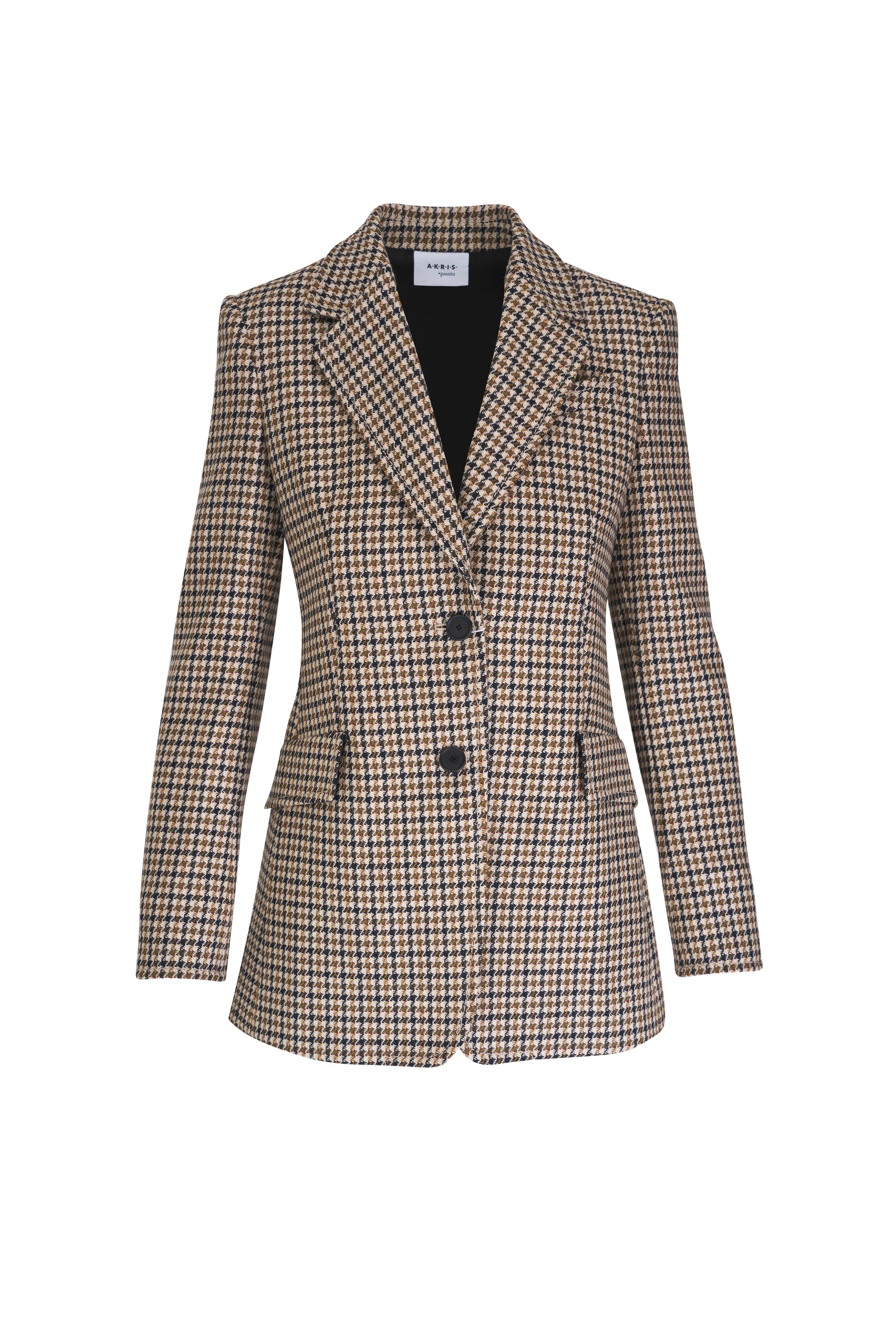 Akris Punto - Brown & Black Houndstooth Wool Boyfriend Blazer