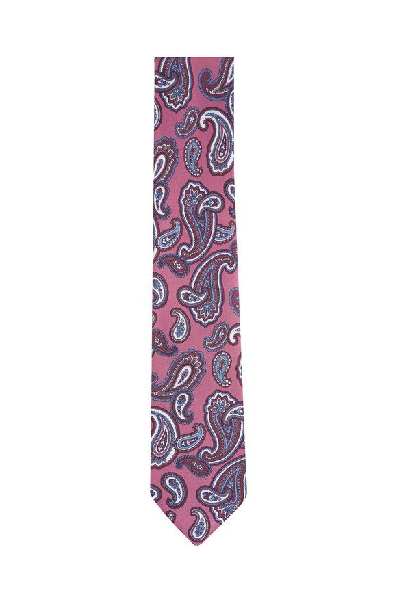 Brioni Pink Paisley Silk Necktie - view 1