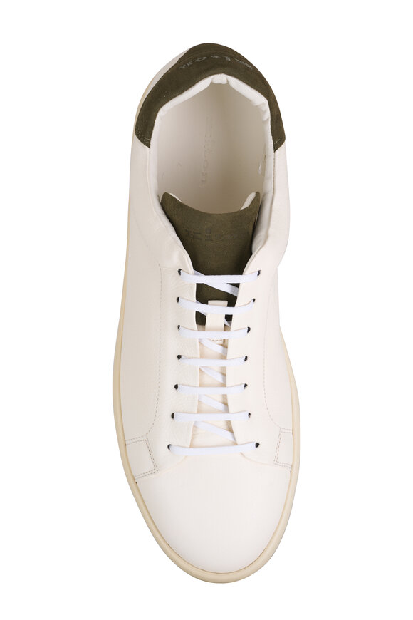 Kiton - White & Green Leather Sneaker 