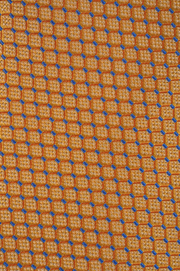 Canali Yellow Geometric Silk Necktie - view 2