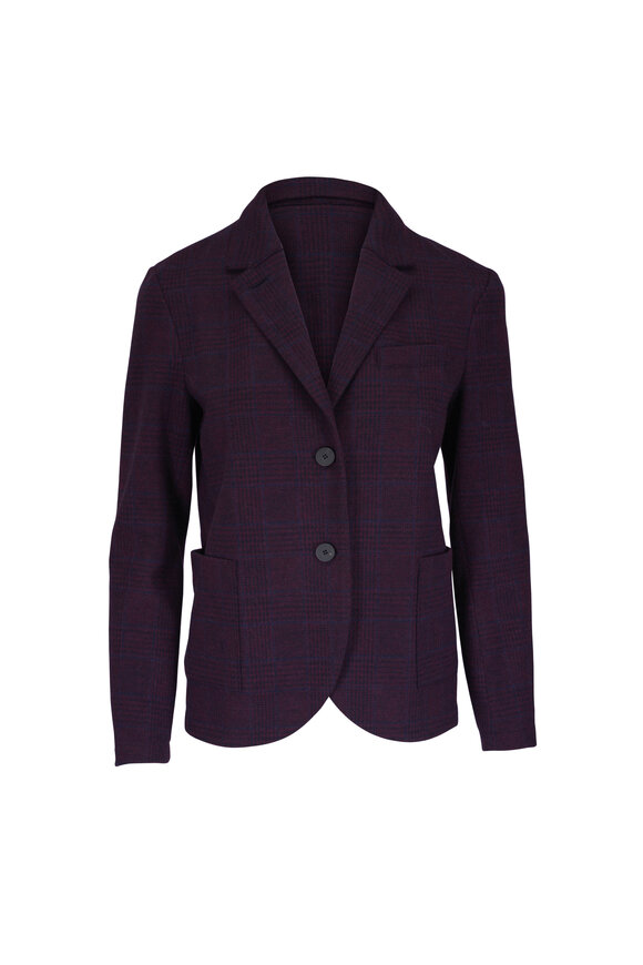 Harris Wharf Bordeaux Wool Prince of Wales Blazer