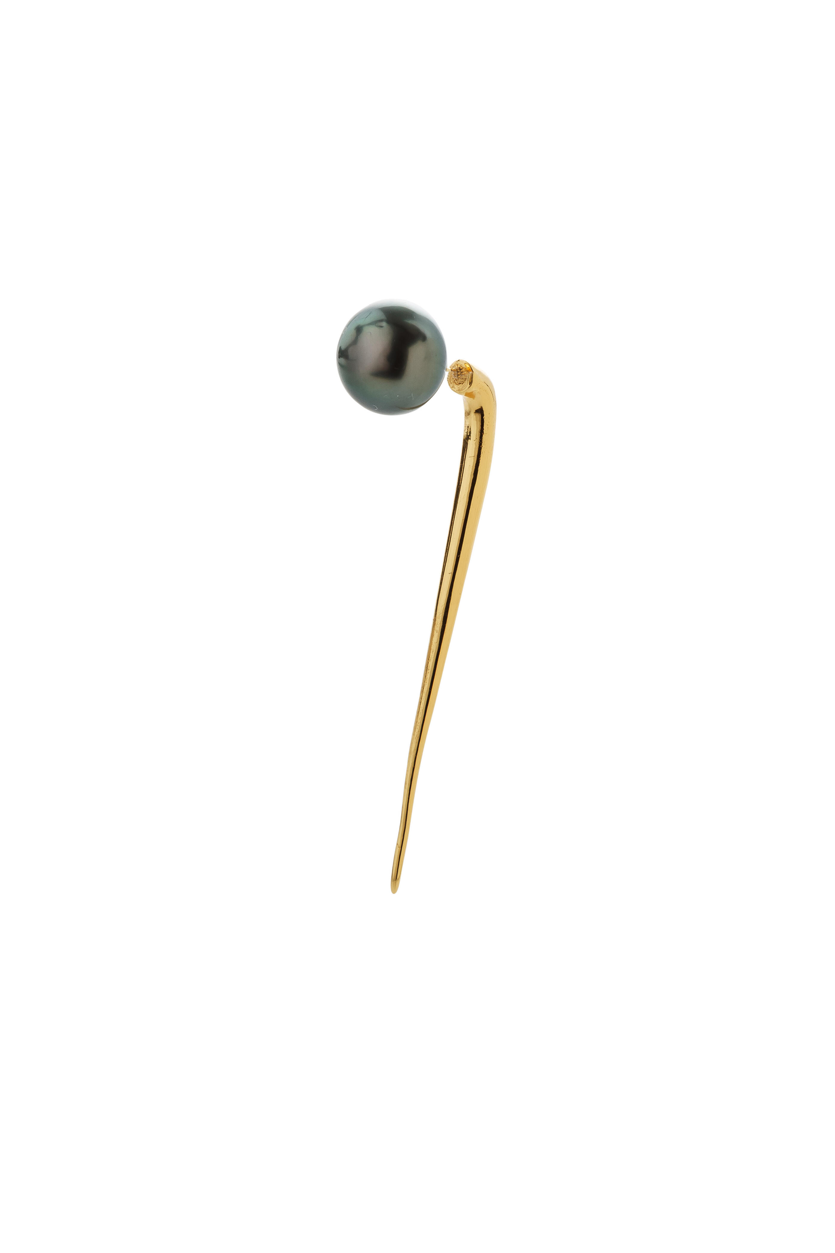 Amanda Pearl - Yellow Gold Plated Pearl Quill Spike Earring