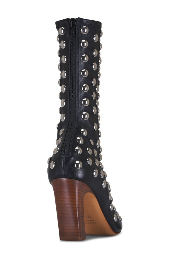 Khaite - Apollo Black Leather Studded Boot, 85mm