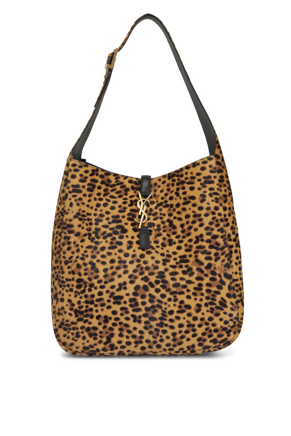 Saint Laurent Large Le 5A7 Leopard Print Hobo Bag