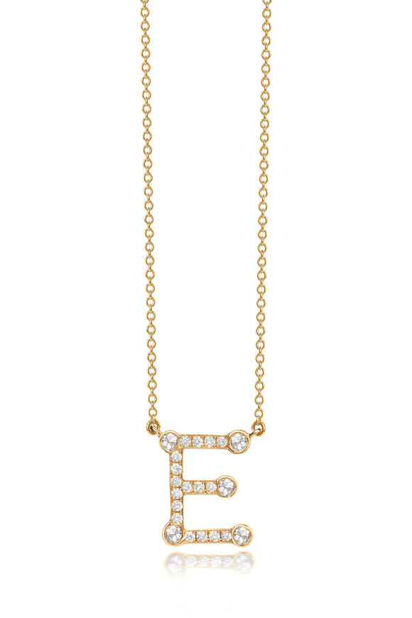 Nam Cho 18k Yellow Gold Diamond "E" Charm Pendant Necklace - view 1