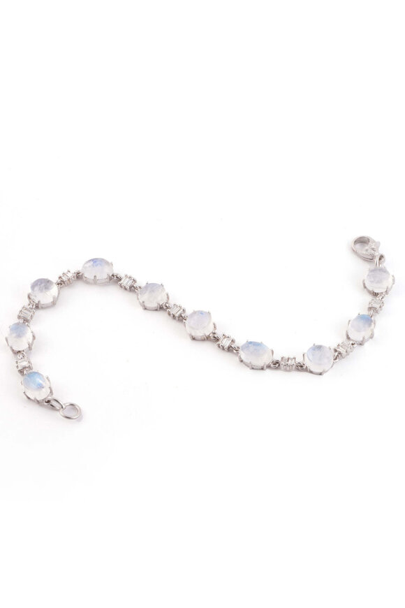 Sylva & Cie Moonstone & Diamond Tennis Bracelet