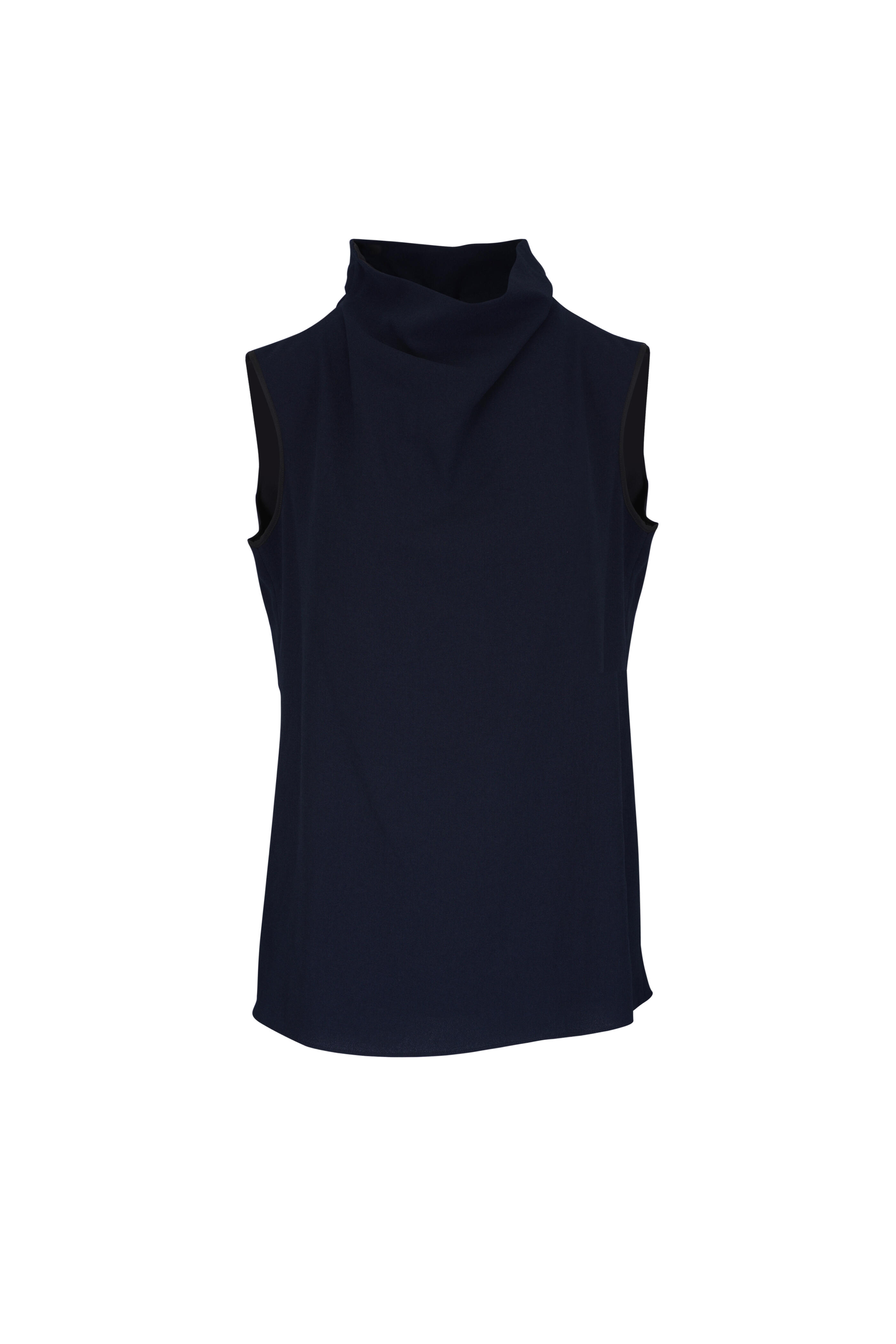KZ_K Studio - Arch Cinch Navy Pebble Tech Crepe Top