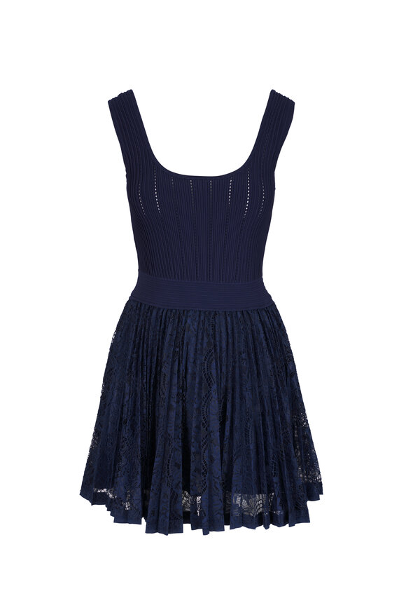 Simkhai Ellis Midnight Knit Lace Mini Dress