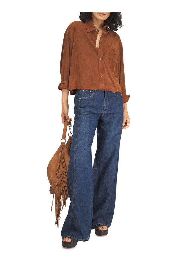 TWP Little Big Joe Brown Suede Shirt - view 2