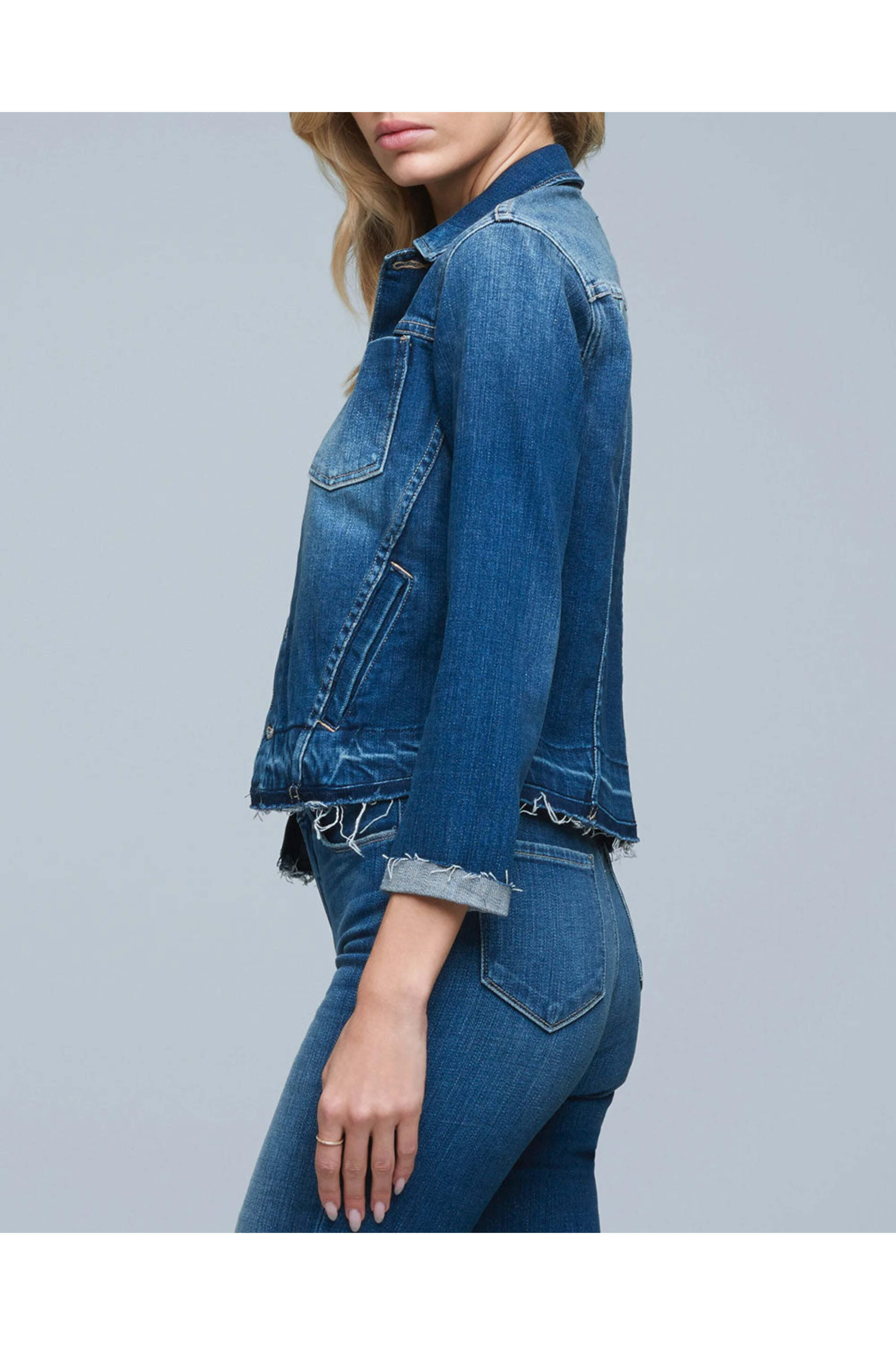 L'Agence - Tatiana Distressed Denim Jacket in Talledega