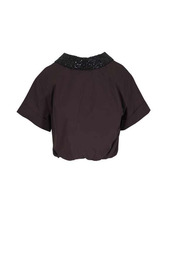 TWP Forever & Always Chocolate Crystal Collar Top