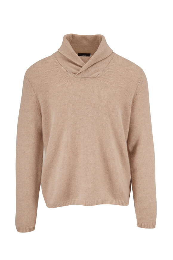 Vince - Heather Beige Cashmere Shawl Collar Sweater