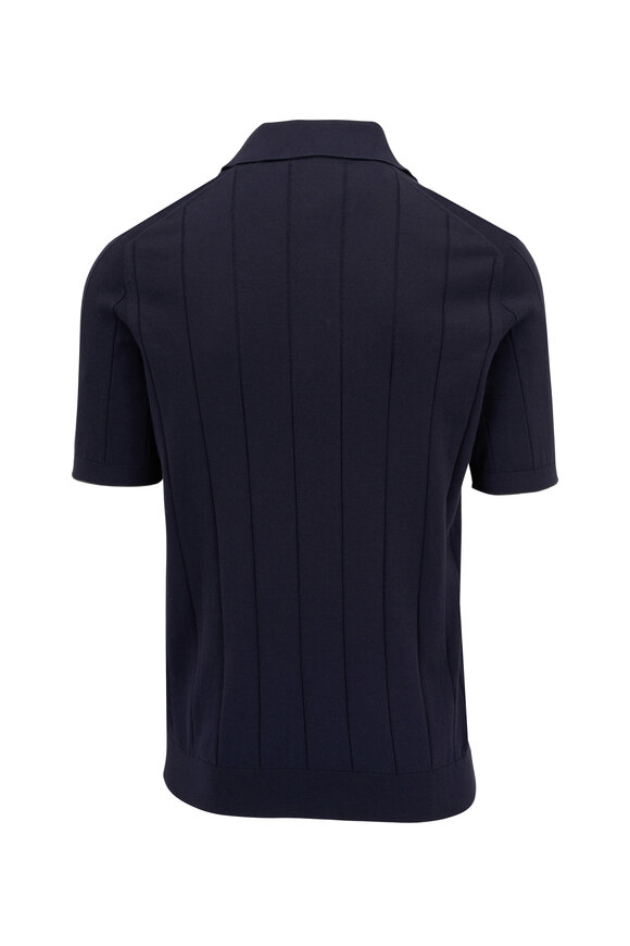 Brunello Cucinelli - Navy Wide Ribbed Cotton Polo 