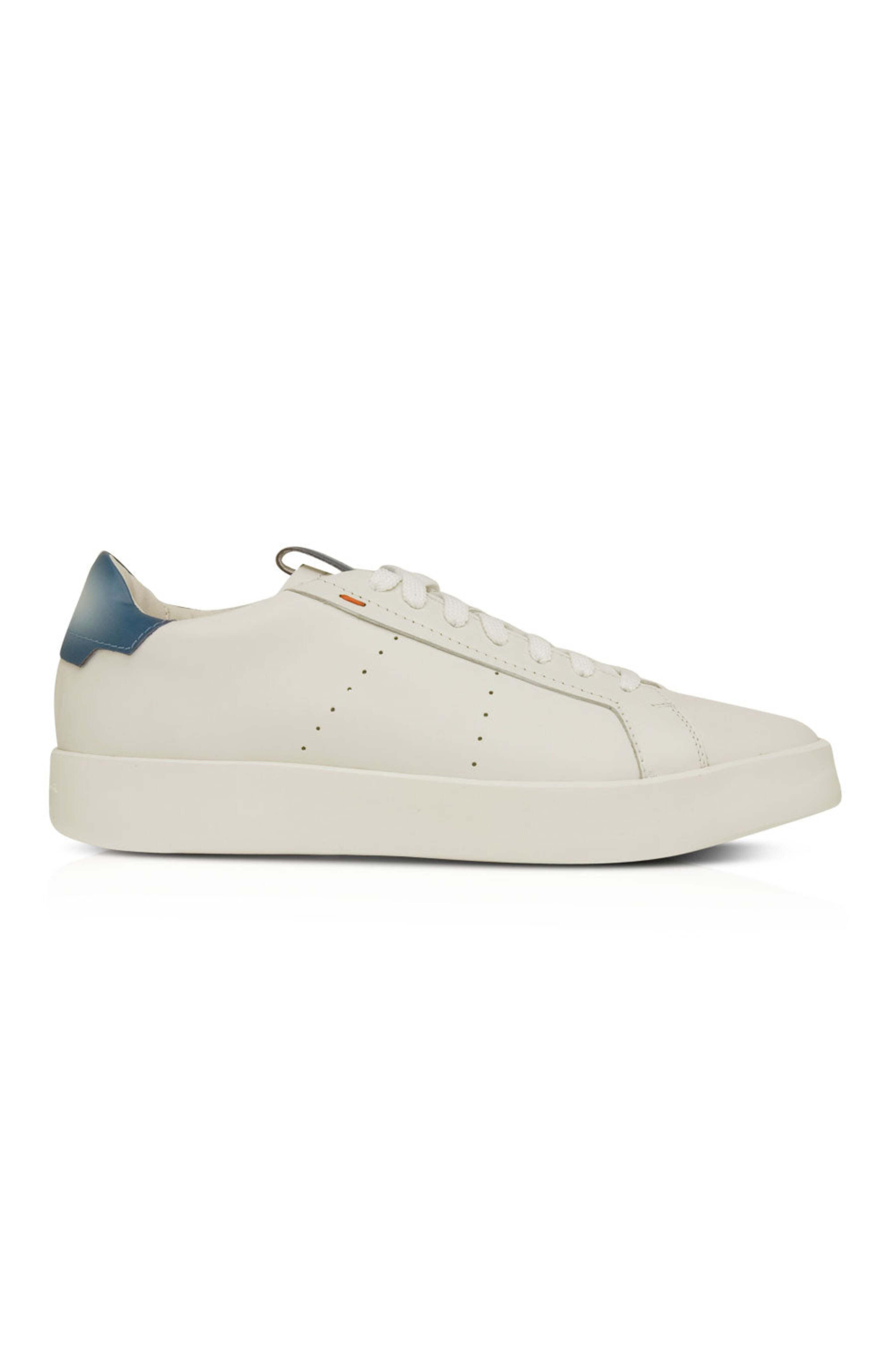 Santoni - Colorblock Leather Sneaker in White and Blue
