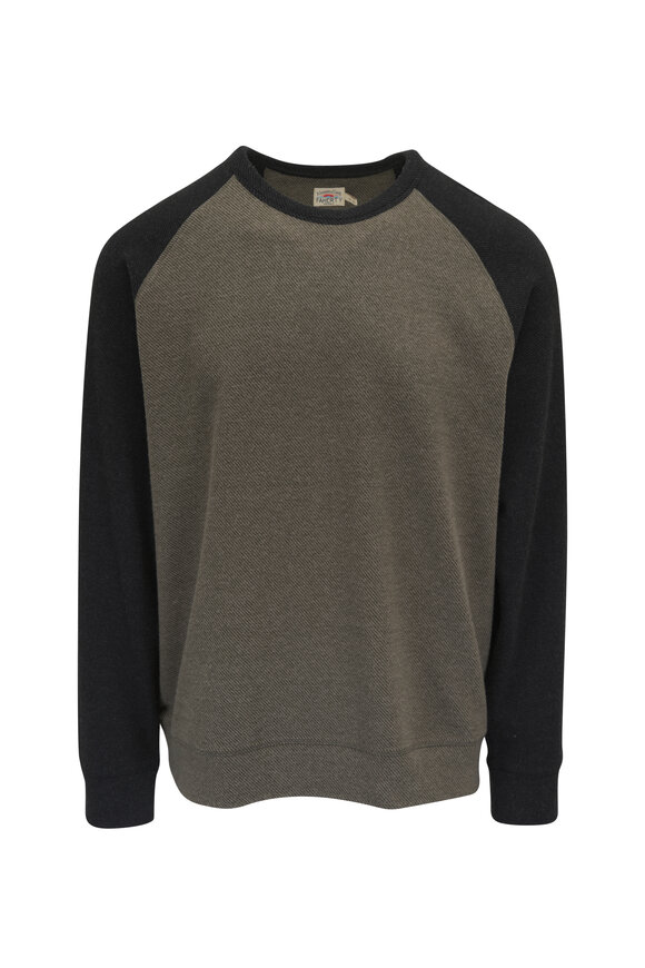 Faherty Brand Legend Moss Green & Charcoal Gray Crewneck Sweater