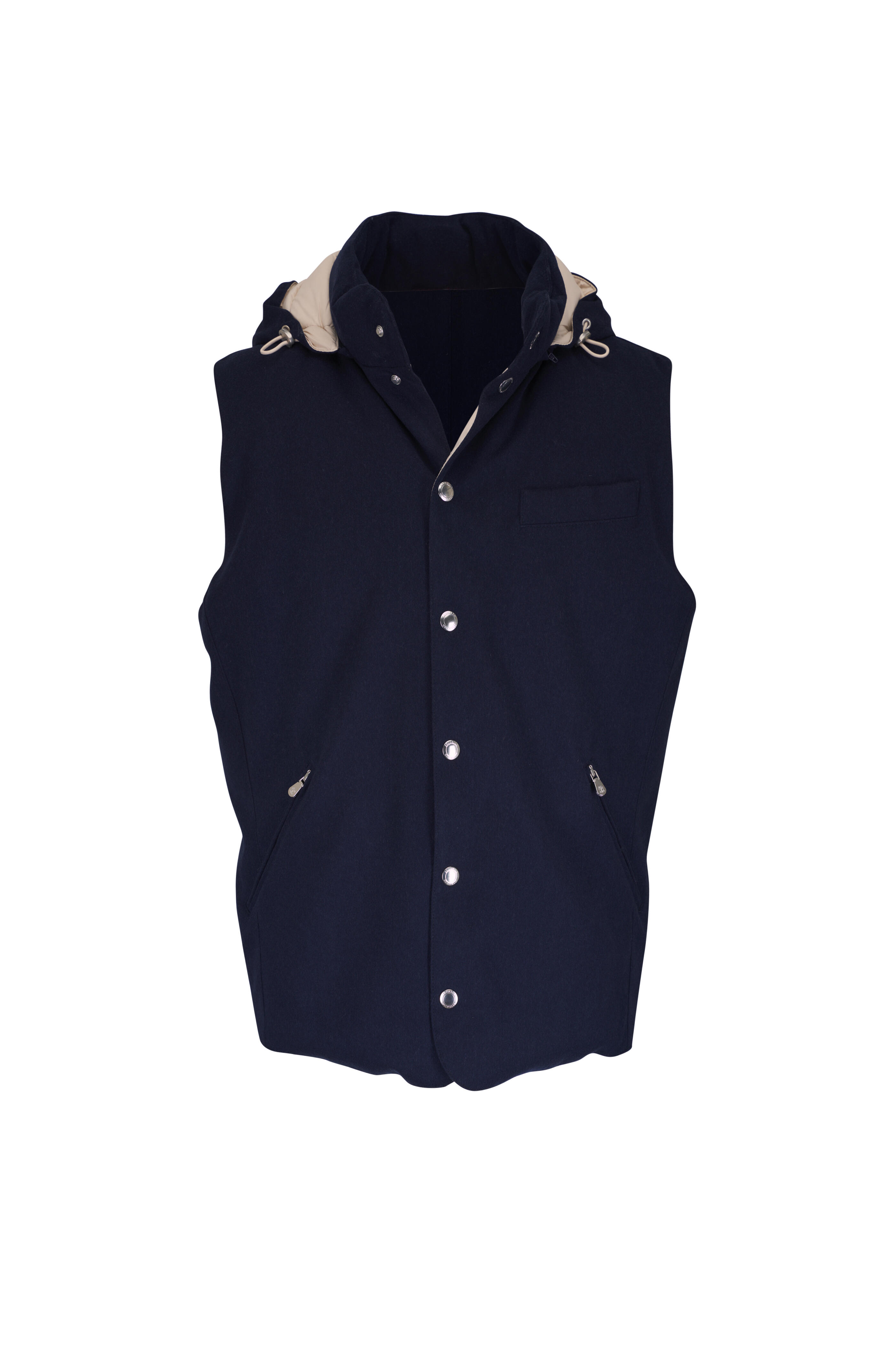Brunello Cucinelli - Navy Blue Wool Flannel Down Vest