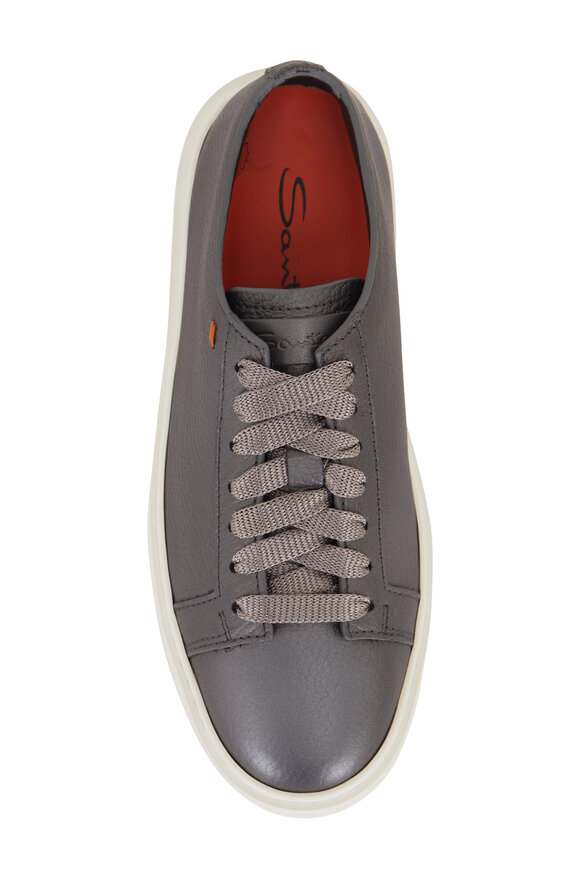 Santoni - Iconic Gray Metallic Leather Sneaker