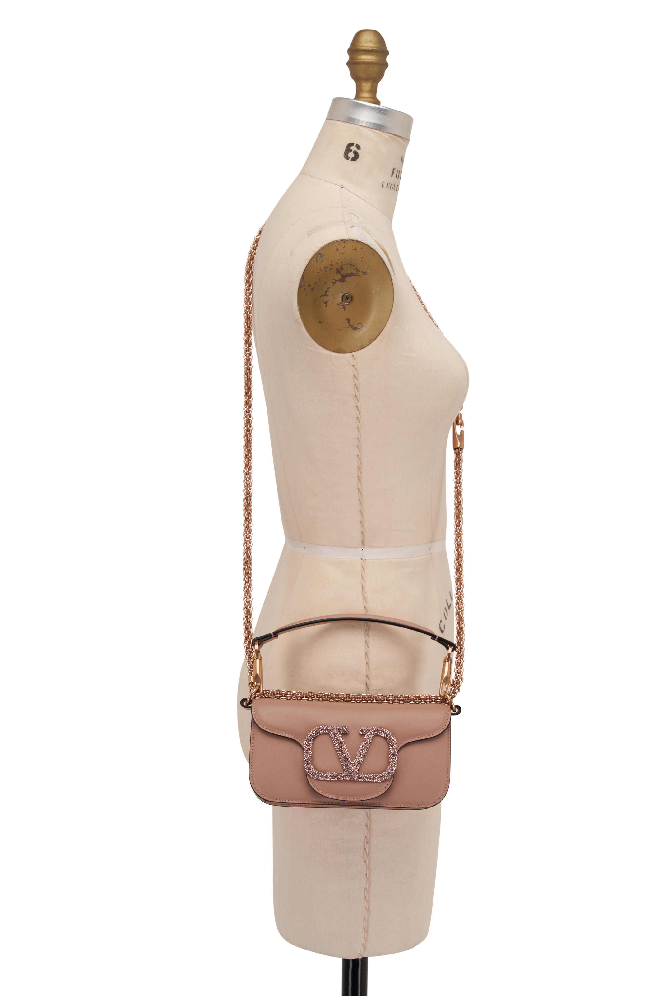 Valentino Garavani - VLogo Rose Cannelle Crystal Micro Shoulder Bag