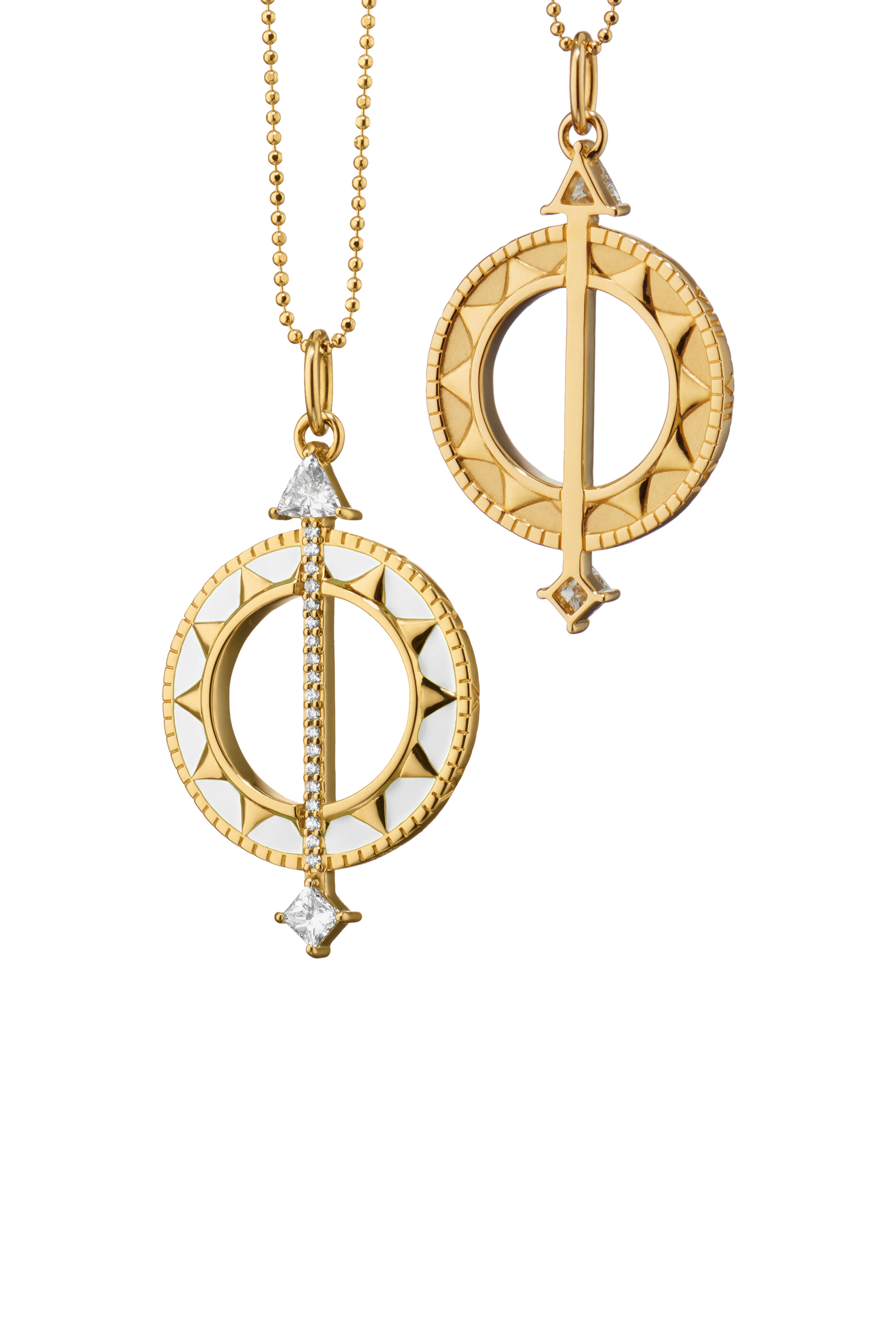 Monica Rich Kosann - White Enamel Sundial Charm Necklace