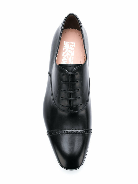 Ferragamo - Boston Black Leather Cap-Toe Oxford