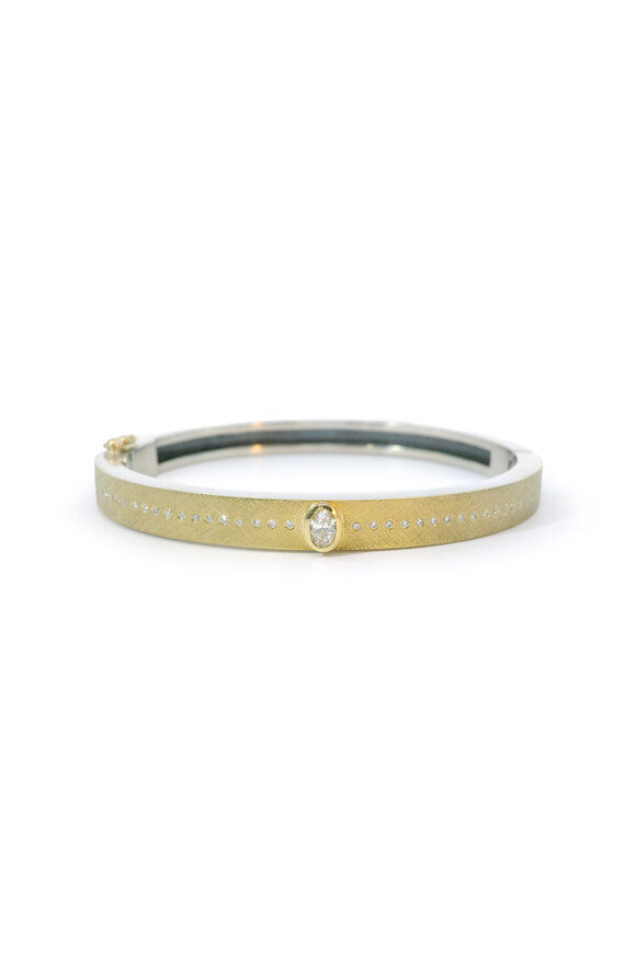 Rene Escobar Junia Diamond Oval Bangle Bracelet