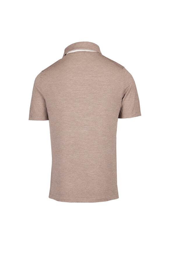 Cesare Attolini Taupe & Cream Cashmere Polo - view 2