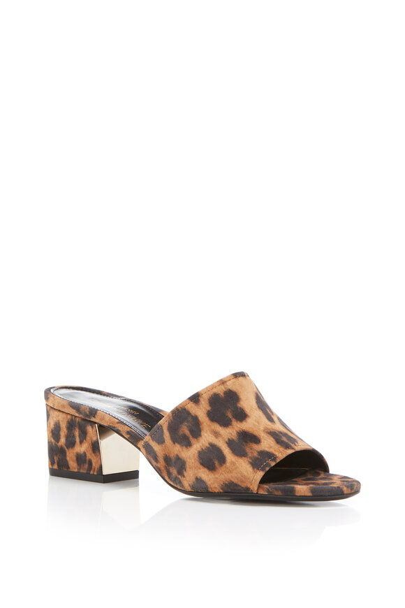 Marion Parke - Roxanne Leopard Suede Slide Sandal, 45mm