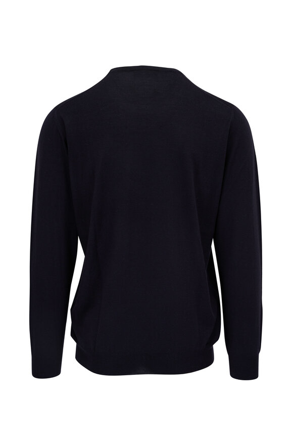 Fedeli - Navy Super 140's Wool Crewneck Pullover