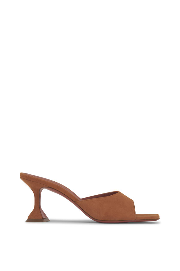 Amina Muaddi - Lupita Latte Suede Sandal, 70mm 