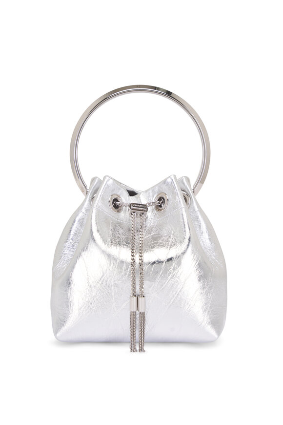 Jimmy Choo - Bon Bon Silver Metallic Top Handle Bucket Bag