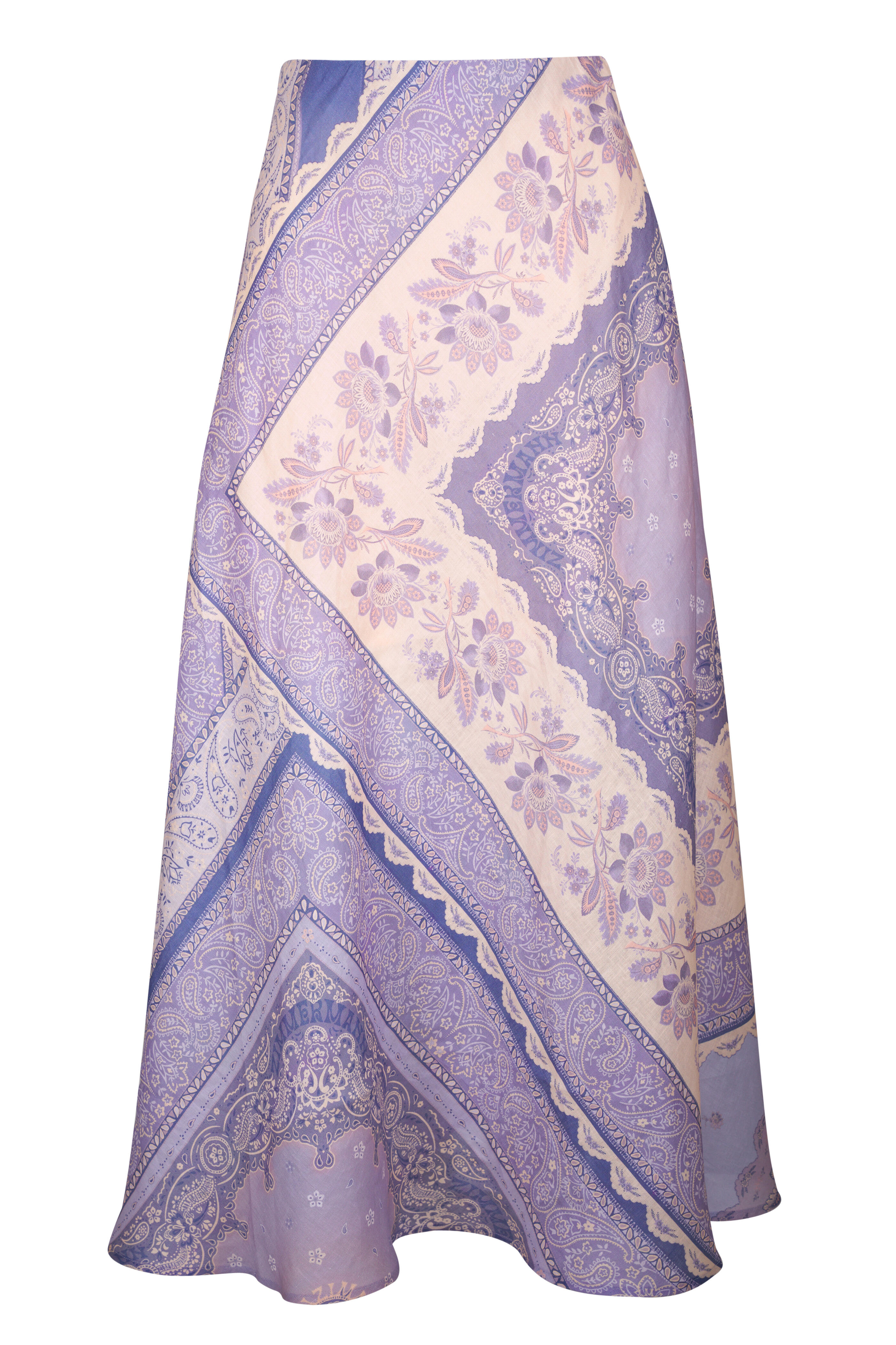 Zimmermann - Lucky Bias Blue Bandana Print Midi Skirt