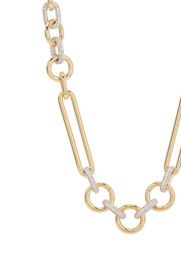 Foundrae - Oversized Pavé Mixed Chain Necklace