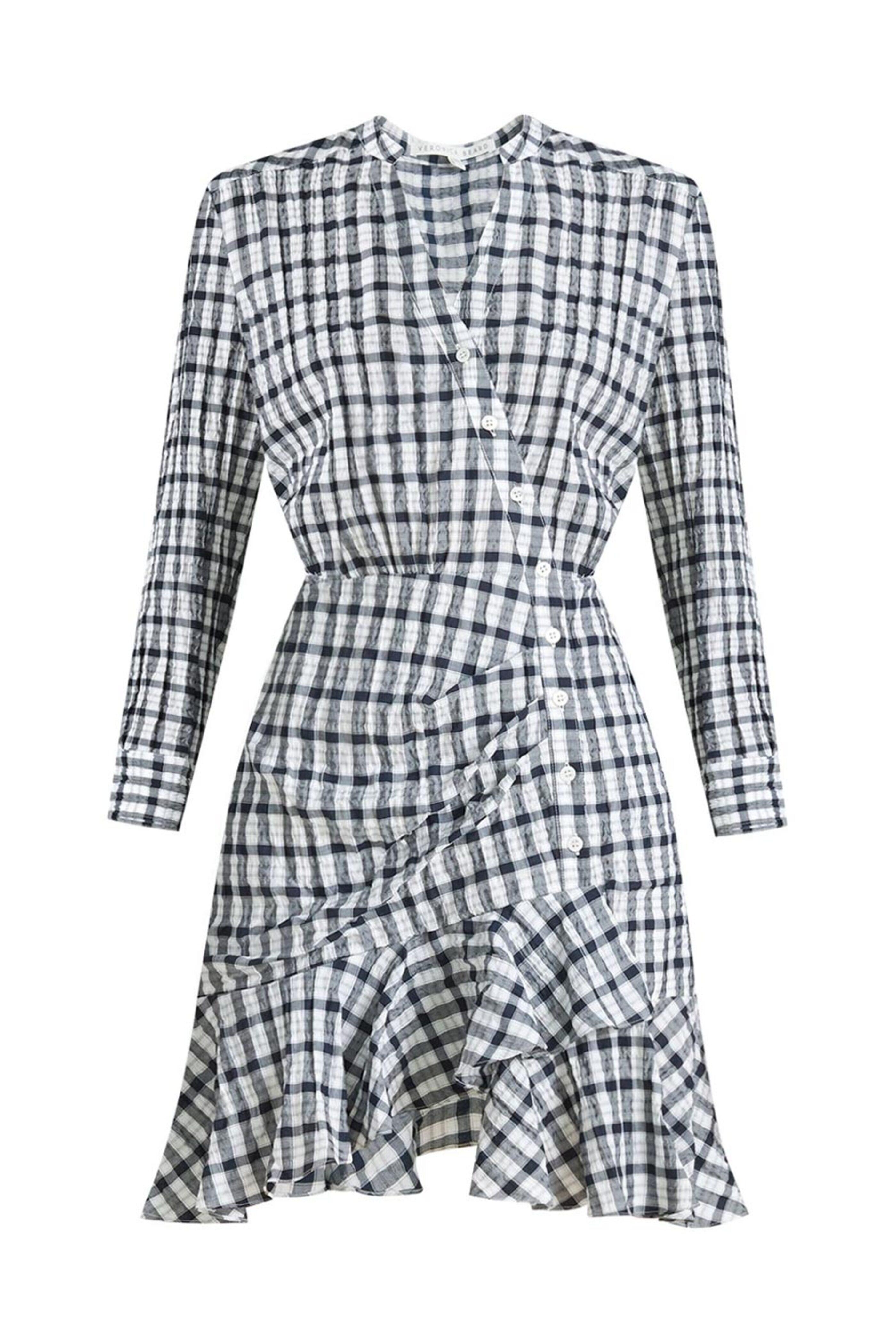 Veronica Beard - Navy Crinkle Plaid Sherry Mini Dress
