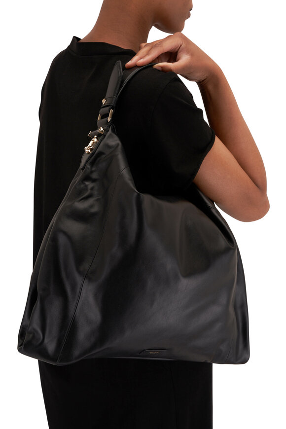 Jimmy Choo - Ana Black Leather Hobo Bag 