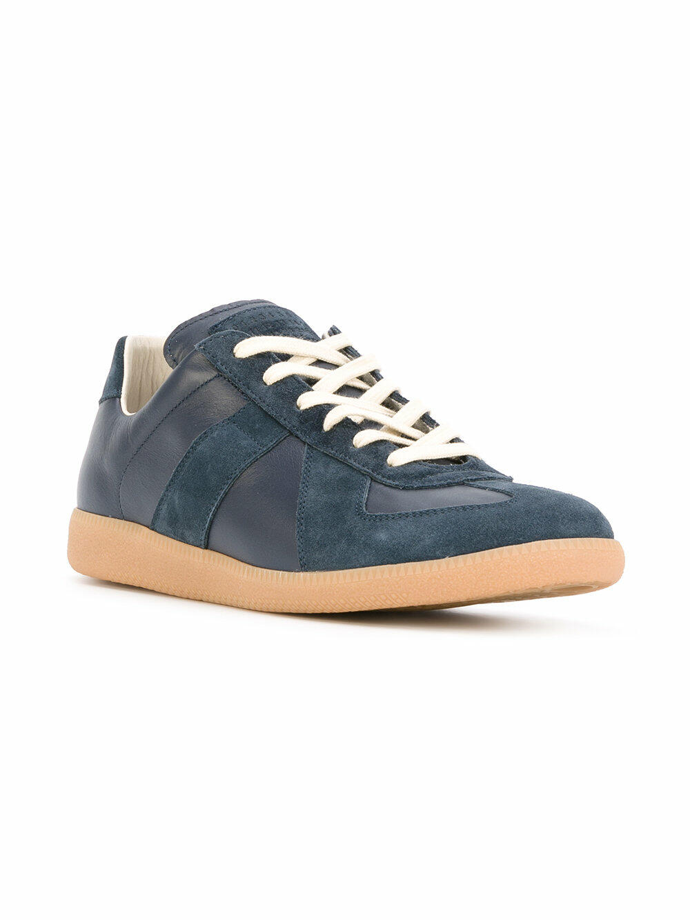 Maison Margiela - Replica Navy Blue Leather & Suede Sneaker