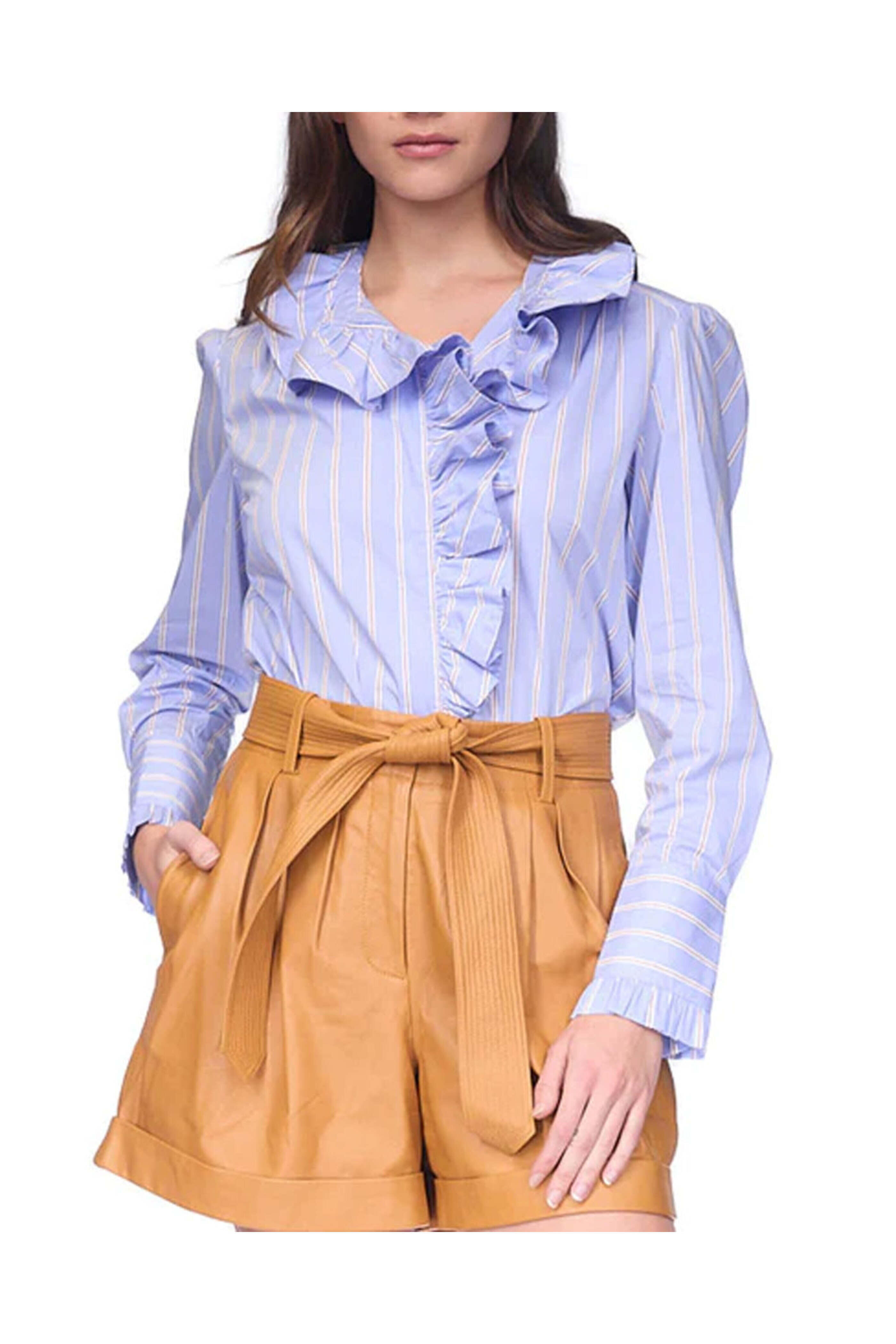 Cara Cara - Novelty Stripe Anne Ruffle Blouse