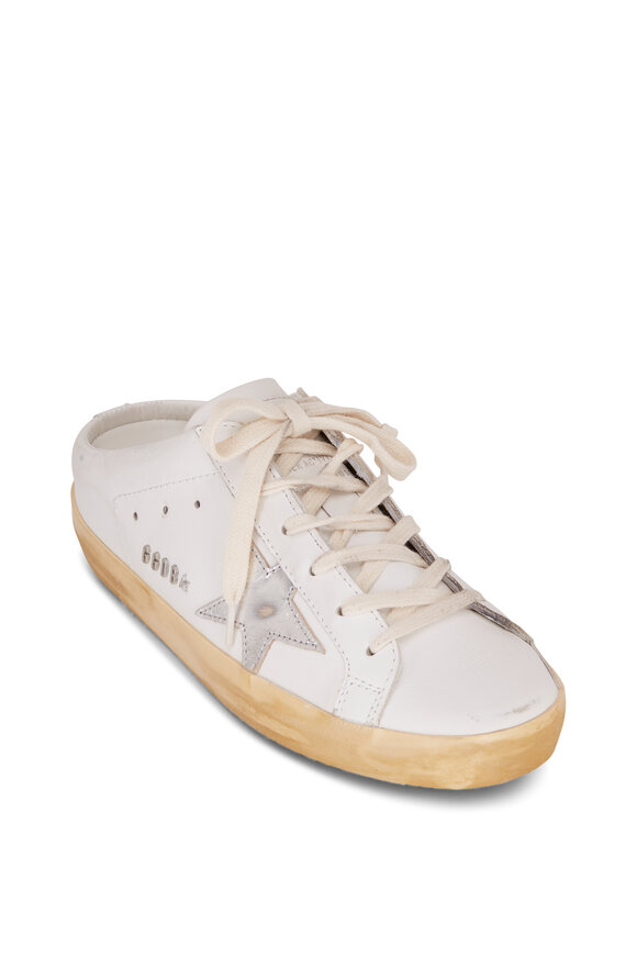 Golden Goose - Super-Star Sabot White & Silver Slip On Sneaker